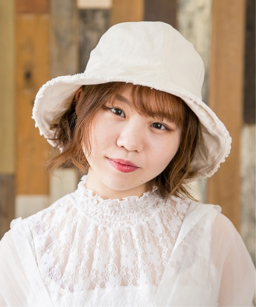 無（ム）の「フリンジチューリップHAT（ハット・レディース・アイボリー/ブラック/ベージュ/グリーン・FREE）」の12枚目の写真