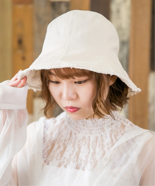 無（ム）の「フリンジチューリップHAT（ハット・レディース・アイボリー/ブラック/ベージュ/グリーン・FREE）」の10枚目の写真