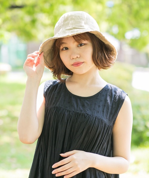 無（ム）の「フリンジチューリップHAT（ハット・レディース・アイボリー/ブラック/ベージュ/グリーン・FREE）」の7枚目の写真