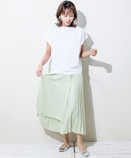 MILLION CARATS（ミリオンカラッツ）の「【STYLE4】接触冷感 2Wayフレンチカットソー（Tシャツ/カットソー・レディース・オフホワイト/ブラック/グレー/ピンク/グリーン・FREE）」の6枚目の写真