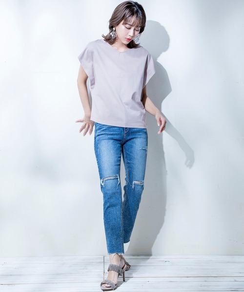 MILLION CARATS（ミリオンカラッツ）の「【STYLE4】接触冷感 2Wayフレンチカットソー（Tシャツ/カットソー・レディース・オフホワイト/ブラック/グレー/ピンク/グリーン・FREE）」の14枚目の写真