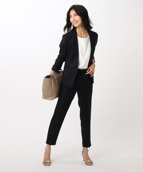 UNTITLED（アンタイトル）の「◆「L」【洗える】ドレッサーアーステックリネンノーカラージャケット（スーツジャケット・レディース・ネイビー/ライトグレー/ベージュ・42/50/48/04/46/44）」の9枚目の写真