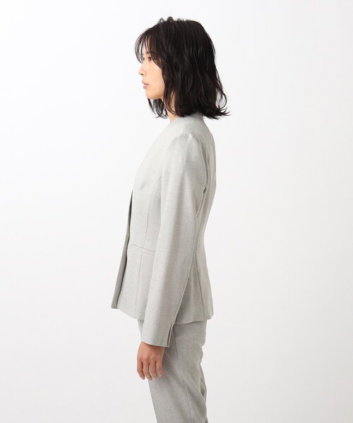 UNTITLED（アンタイトル）の「◆「L」【洗える】ドレッサーアーステックリネンノーカラージャケット（スーツジャケット・レディース・ネイビー/ライトグレー/ベージュ・42/50/48/04/46/44）」の12枚目の写真