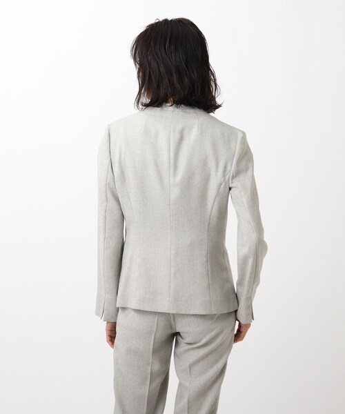 UNTITLED（アンタイトル）の「◆「L」【洗える】ドレッサーアーステックリネンノーカラージャケット（スーツジャケット・レディース・ネイビー/ライトグレー/ベージュ・42/50/48/04/46/44）」の13枚目の写真
