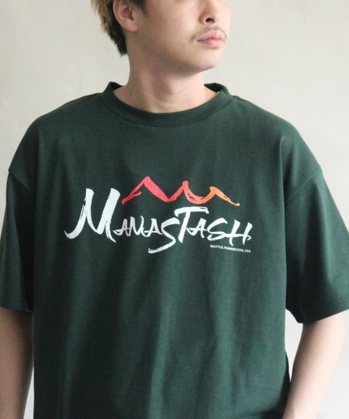 MANASTASH（マナスタッシュ）の「MANASTASH/マナスタッシュ　CHILLMESH TEE "CALLIGRAPHY"　チリメッシュティー（Tシャツ/カットソー・メンズ・オフホワイト/ダークグリーン・LARGE/X-LARGE/MEDIUM）」の3枚目の写真
