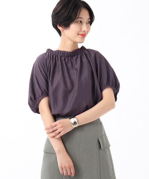 UNTITLED（アンタイトル）の「◆【洗える】シルキーローンブラウス（シャツ/ブラウス・レディース・ブラック/オフホワイト/ナチュラル/パープル系・02/00/99/03/01）」の4枚目の写真