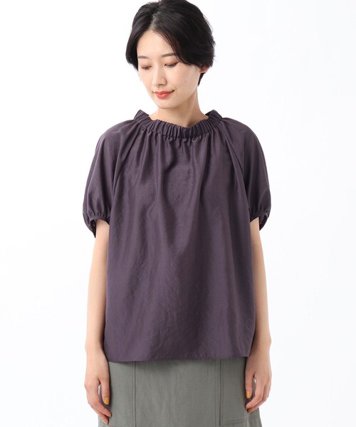 UNTITLED（アンタイトル）の「◆【洗える】シルキーローンブラウス（シャツ/ブラウス・レディース・ブラック/オフホワイト/ナチュラル/パープル系・02/00/99/03/01）」の9枚目の写真