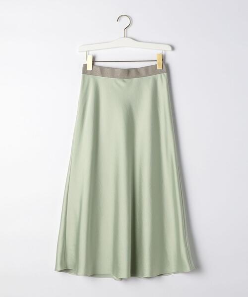green label relaxing（グリーンレーベルリラクシング）の「CS ナロー フレア サテン スカート（スカート・レディース・ベージュ/ライム・38/36）」の12枚目の写真