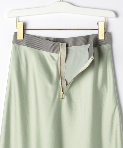 green label relaxing（グリーンレーベルリラクシング）の「CS ナロー フレア サテン スカート（スカート・レディース・ベージュ/ライム・38/36）」の10枚目の写真