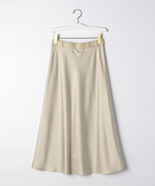green label relaxing（グリーンレーベルリラクシング）の「CS ナロー フレア サテン スカート（スカート・レディース・ベージュ/ライム・38/36）」の16枚目の写真