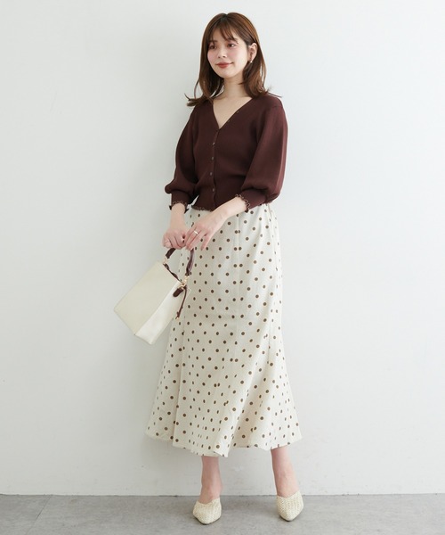 natural couture（ナチュラルクチュール）の「【WEB限定カラー有り】osono長さ変えられる綿麻ドットスカート（スカート・レディース・その他1/その他2/その他3/その他4・FREE）」の6枚目の写真