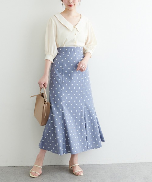 natural couture（ナチュラルクチュール）の「【WEB限定カラー有り】osono長さ変えられる綿麻ドットスカート（スカート・レディース・その他1/その他2/その他3/その他4・FREE）」の7枚目の写真