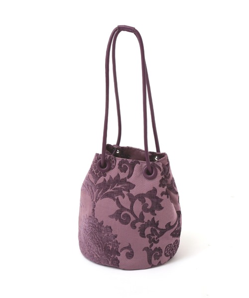 NATURAL BEAUTY BASIC（ナチュラルビューティーベーシック）の「ダマスクジャガード巾着（ショルダーバッグ・レディース・ベージュ/ラベンダー・ﾌﾘ-）」の12枚目の写真