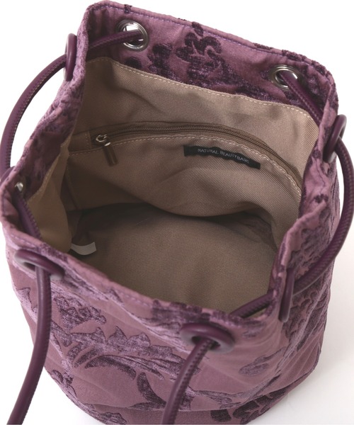 NATURAL BEAUTY BASIC（ナチュラルビューティーベーシック）の「ダマスクジャガード巾着（ショルダーバッグ・レディース・ベージュ/ラベンダー・ﾌﾘ-）」の16枚目の写真