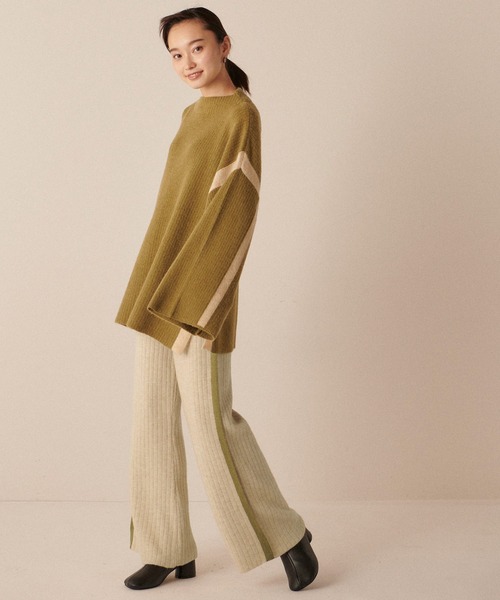forksy.(フォルクシー)の「【forksy.】起毛ストレッチ配色リブニットパンツ(その他パンツ・レディース・ブラウン/ピンク/アイボリー・FREE)」の4枚目の写真