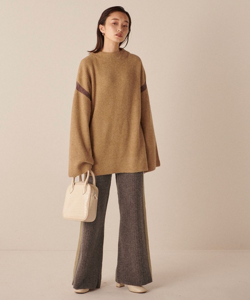 forksy.(フォルクシー)の「【forksy.】起毛ストレッチ配色リブニットパンツ(その他パンツ・レディース・ブラウン/ピンク/アイボリー・FREE)」の5枚目の写真