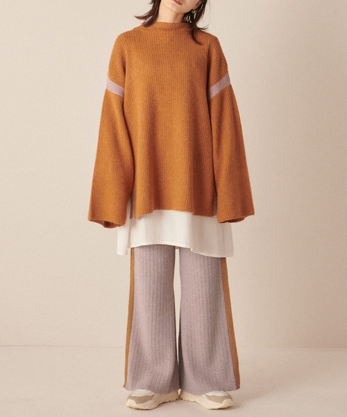 forksy.(フォルクシー)の「【forksy.】起毛ストレッチ配色リブニットパンツ(その他パンツ・レディース・ブラウン/ピンク/アイボリー・FREE)」の6枚目の写真
