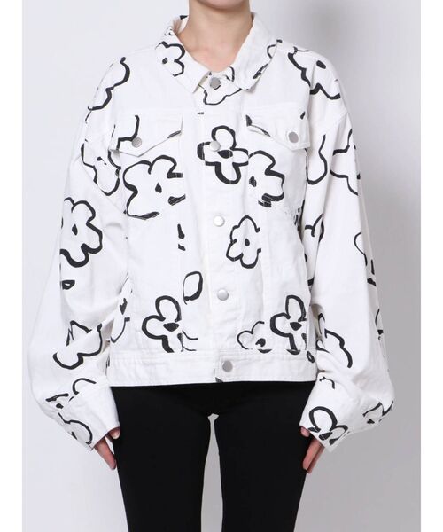 merry jenny（メリージェニー）の「【セットアップ】drawing garden ツイルジャケット（テーラードジャケット・レディース・オフホワイト/ブラック・FREE）」の3枚目の写真