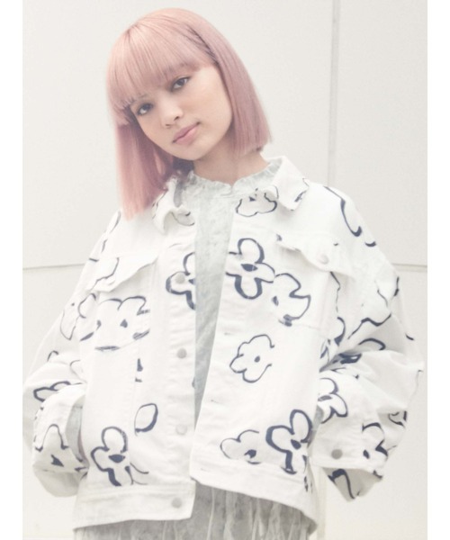 merry jenny（メリージェニー）の「【セットアップ】drawing garden ツイルジャケット（テーラードジャケット・レディース・オフホワイト/ブラック・FREE）」の2枚目の写真