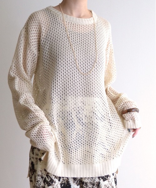 ibeul_（イベール）の「ネットメッシュプルオーバー（ニット/セーター・レディース・ブラック/ベージュ/アイボリー・FREE）」の2枚目の写真