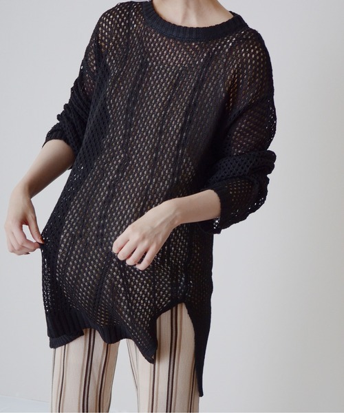 ibeul_（イベール）の「ネットメッシュプルオーバー（ニット/セーター・レディース・ブラック/ベージュ/アイボリー・FREE）」の3枚目の写真