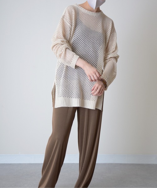 ibeul_（イベール）の「ネットメッシュプルオーバー（ニット/セーター・レディース・ブラック/ベージュ/アイボリー・FREE）」の4枚目の写真