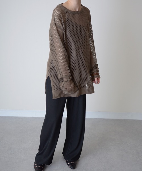 ibeul_（イベール）の「ネットメッシュプルオーバー（ニット/セーター・レディース・ブラック/ベージュ/アイボリー・FREE）」の5枚目の写真