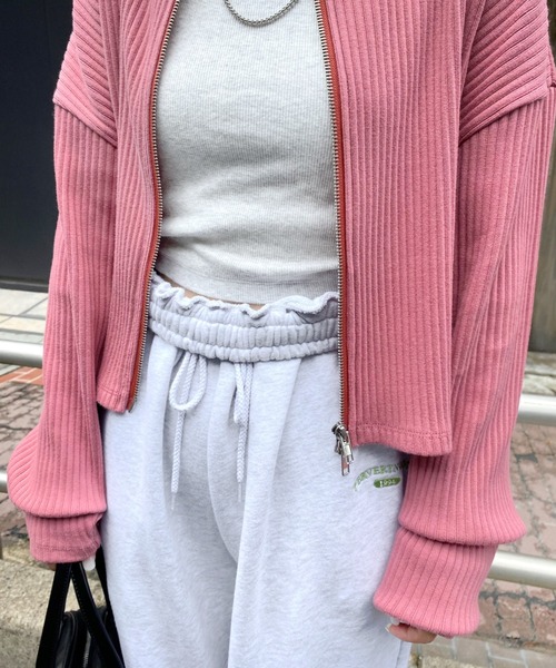 WHO'S WHO gallery(フーズフーギャラリー)の「ファスナーデザイントップス(カーディガン/ボレロ・レディース・ブラック/ピンク/グリーン/トップグレー・FREE)」の21枚目の写真