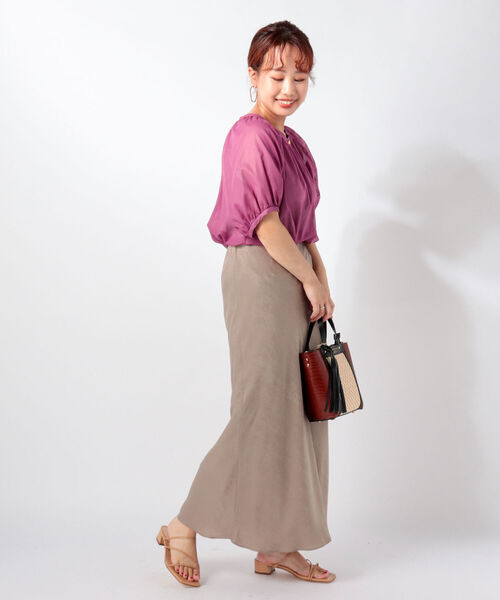 NOLLEY’S(ノーリーズ)の「ガスボイル5分丈袖2WAYブラウス(シャツ/ブラウス・レディース・ブラウン/ライトパープル/ロイヤルブルー・38/36)」の11枚目の写真