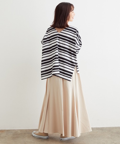 SALON adam et rope'（サロン アダム エ ロペ）の「【セットアップ対応】ミニ裏毛ロングフレアスカート（スカート・レディース・チャコールグレー/ベージュ/ブルー系その他4・FREE）」の4枚目の写真