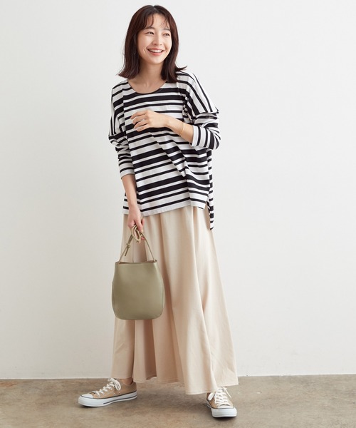 SALON adam et rope'（サロン アダム エ ロペ）の「【セットアップ対応】ミニ裏毛ロングフレアスカート（スカート・レディース・チャコールグレー/ベージュ/ブルー系その他4・FREE）」の17枚目の写真