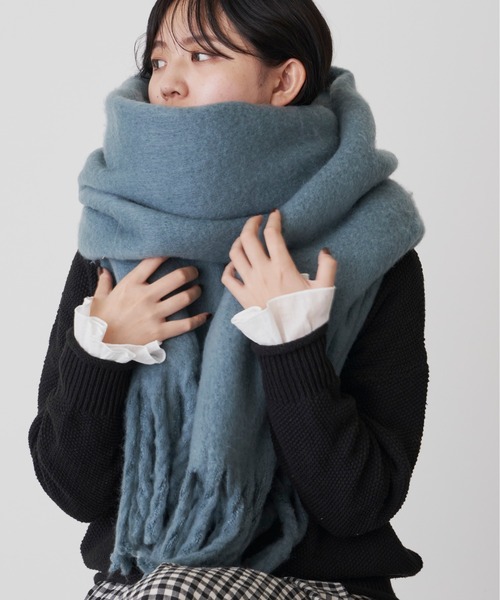 Libra Cue(リブラ キュー)の「モヘアタッチボリュームストール(ストール/ショール・レディース・ブラック/グリーン/ブルーグレー/マスタード/モカ/アイボリー・FREE)」の16枚目の写真