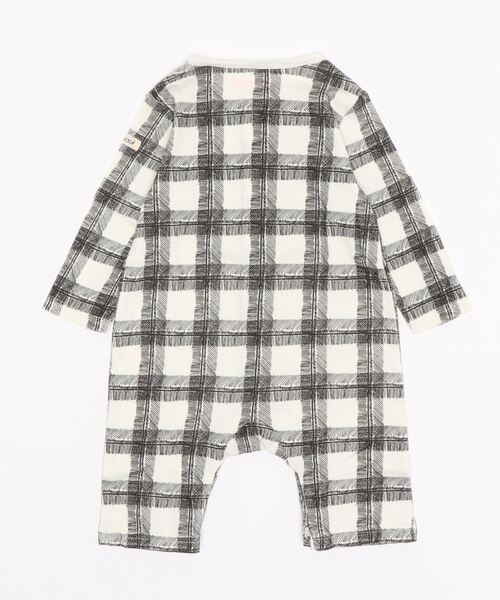 Baabook(ばぶーく)の「手書きチェック長袖カバーオール(ロンパース・キッズ・ブラック・70cm/60cm)」の2枚目の写真