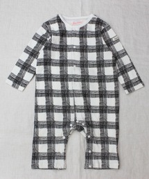 Baabook | 手書きチェック長袖カバーオール(ロンパース)