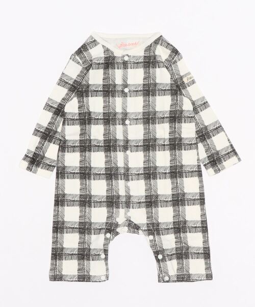 Baabook(ばぶーく)の「手書きチェック長袖カバーオール(ロンパース・キッズ・ブラック・70cm/60cm)」の4枚目の写真