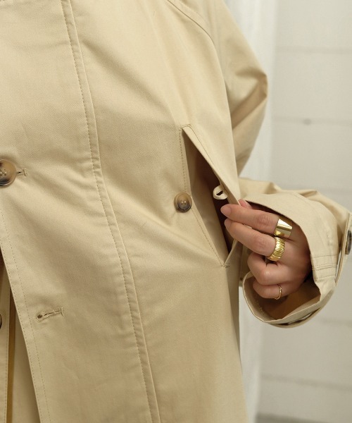 Bab（バブ）の「オーバーサイズ配色パイピングスタンドカラートレンチコート（トレンチコート・レディース・ベージュ/アイボリー/ベージュ系その他・M）」の19枚目の写真