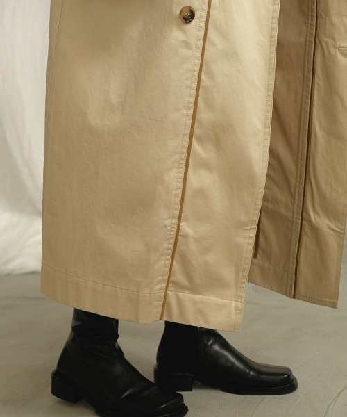 Bab（バブ）の「オーバーサイズ配色パイピングスタンドカラートレンチコート（トレンチコート・レディース・ベージュ/アイボリー/ベージュ系その他・M）」の8枚目の写真