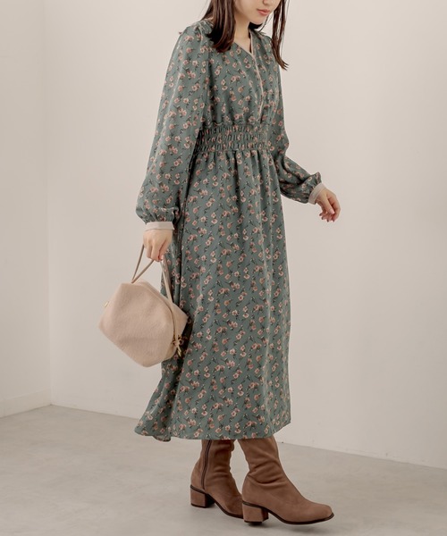 OLIVE des OLIVE(オリーブデオリーブ)の「配色パイピングVネックワンピース(ワンピース・レディース・ライトブラウン/ブラック/オフホワイト/グリーン/ラベンダー・FREE)」の6枚目の写真