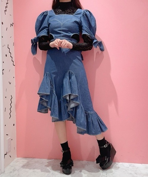 lilLilly（リルリリー）の「レースハイネックトップス（Tシャツ/カットソー・レディース・ホワイト/ブラック/ピンク・FREE）」の8枚目の写真