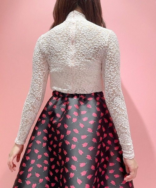 lilLilly（リルリリー）の「レースハイネックトップス（Tシャツ/カットソー・レディース・ホワイト/ブラック/ピンク・FREE）」の14枚目の写真