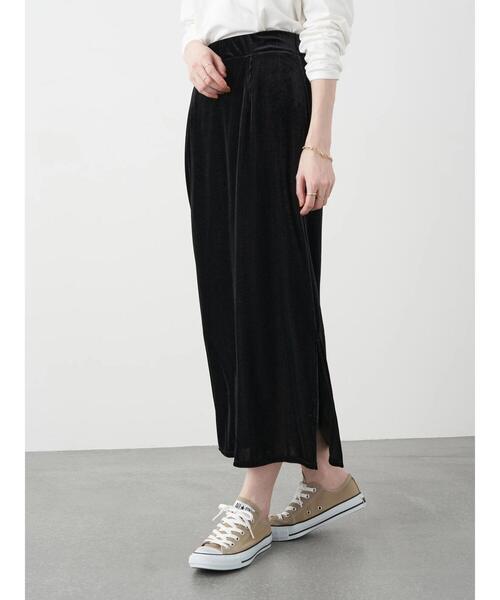 earth music&ecology（アースミュージックアンドエコロジー）の「ベロアカットスカート ＊（スカート・レディース・ダークブルー/ブラック/ベージュ/ラベンダー・FREE）」の5枚目の写真