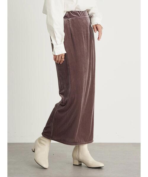 earth music&ecology（アースミュージックアンドエコロジー）の「ベロアカットスカート ＊（スカート・レディース・ダークブルー/ブラック/ベージュ/ラベンダー・FREE）」の7枚目の写真