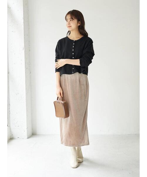 earth music&ecology（アースミュージックアンドエコロジー）の「ベロアカットスカート ＊（スカート・レディース・ダークブルー/ブラック/ベージュ/ラベンダー・FREE）」の16枚目の写真