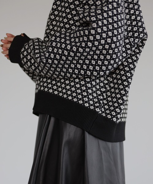 4youstory（フォーユーストーリー）の「ジャガードVネックカーディガン（カーディガン/ボレロ・レディース・ブラック/ブラウン/アイボリー・MEDIUM）」の16枚目の写真