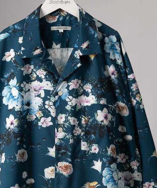 SlashDate（スラッシュデイト）の「総柄プリントビッグシルエットシャツ/とろみシャツ/オープンカラーシャツ/開襟シャツ/オーバーサイズシャツ（シャツ/ブラウス・メンズ・ブラック/ブラウン/ホワイト/ブラック系その他/ブラック系その他2/ブラック系その他3/ホワイト系その他/ブルー/ホワイト系その他2/ブラック系その他4/ブラック系その他5/ブラック系その他6・M/L）」の12枚目の写真