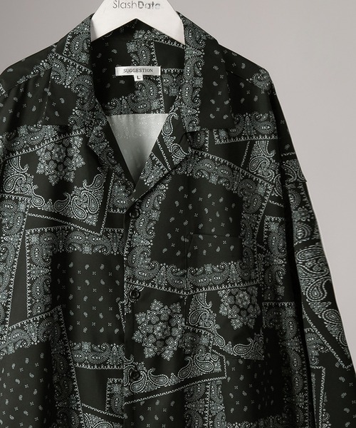 SlashDate（スラッシュデイト）の「総柄プリントビッグシルエットシャツ/とろみシャツ/オープンカラーシャツ/開襟シャツ/オーバーサイズシャツ（シャツ/ブラウス・メンズ・ブラック/ブラウン/ホワイト/ブラック系その他/ブラック系その他2/ブラック系その他3/ホワイト系その他/ブルー/ホワイト系その他2/ブラック系その他4/ブラック系その他5/ブラック系その他6・M/L）」の8枚目の写真