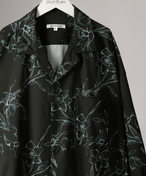 SlashDate（スラッシュデイト）の「総柄プリントビッグシルエットシャツ/とろみシャツ/オープンカラーシャツ/開襟シャツ/オーバーサイズシャツ（シャツ/ブラウス・メンズ・ブラック/ブラウン/ホワイト/ブラック系その他/ブラック系その他2/ブラック系その他3/ホワイト系その他/ブルー/ホワイト系その他2/ブラック系その他4/ブラック系その他5/ブラック系その他6・M/L）」の9枚目の写真