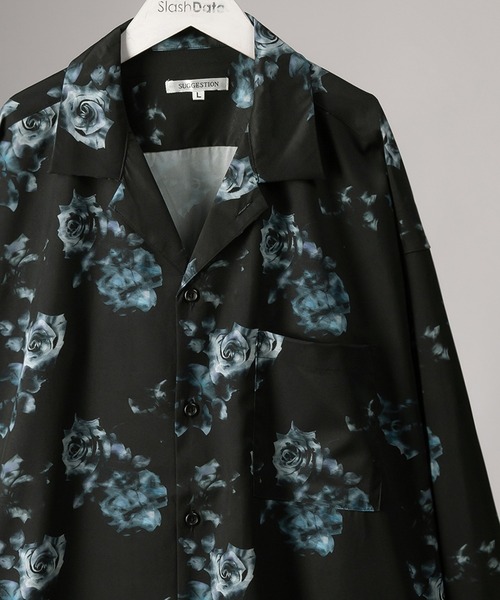 SlashDate（スラッシュデイト）の「総柄プリントビッグシルエットシャツ/とろみシャツ/オープンカラーシャツ/開襟シャツ/オーバーサイズシャツ（シャツ/ブラウス・メンズ・ブラック/ブラウン/ホワイト/ブラック系その他/ブラック系その他2/ブラック系その他3/ホワイト系その他/ブルー/ホワイト系その他2/ブラック系その他4/ブラック系その他5/ブラック系その他6・M/L）」の10枚目の写真