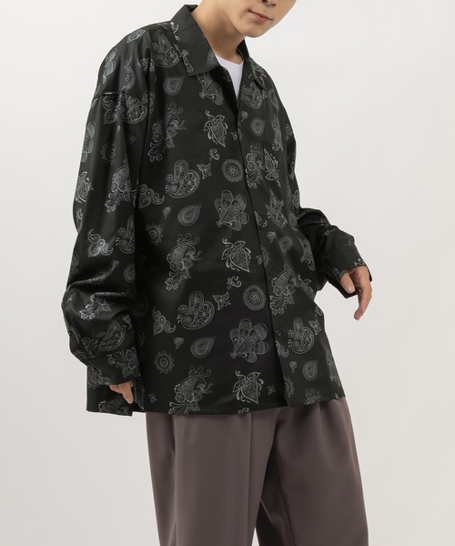 SlashDate（スラッシュデイト）の「総柄プリントビッグシルエットシャツ/とろみシャツ/オープンカラーシャツ/開襟シャツ/オーバーサイズシャツ（シャツ/ブラウス・メンズ・ブラック/ブラウン/ホワイト/ブラック系その他/ブラック系その他2/ブラック系その他3/ホワイト系その他/ブルー/ホワイト系その他2/ブラック系その他4/ブラック系その他5/ブラック系その他6・M/L）」の22枚目の写真