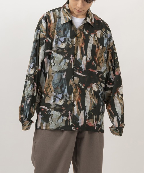 SlashDate（スラッシュデイト）の「総柄プリントビッグシルエットシャツ/とろみシャツ/オープンカラーシャツ/開襟シャツ/オーバーサイズシャツ（シャツ/ブラウス・メンズ・ブラック/ブラウン/ホワイト/ブラック系その他/ブラック系その他2/ブラック系その他3/ホワイト系その他/ブルー/ホワイト系その他2/ブラック系その他4/ブラック系その他5/ブラック系その他6・M/L）」の13枚目の写真